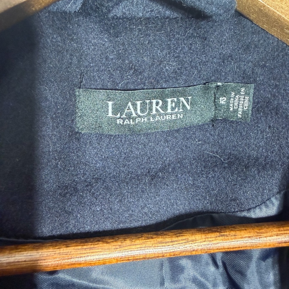 Lauren Ralph Lauren Classic Crest Patch Wool Blend Navy Winter Coat NWOT - Picture 9 of 16